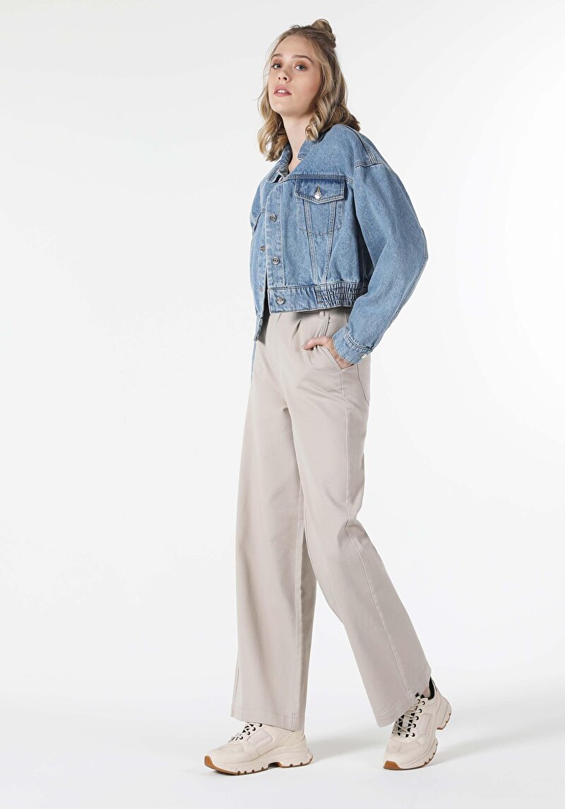 Imagine a Pantaloni De Dama Bej Baggy  Cl1057264