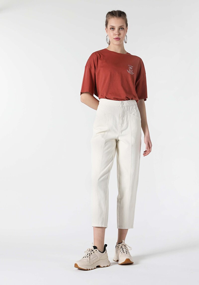 Afișați detalii pentru Pantaloni De Dama Alb Baggy Fit  Cl1057270