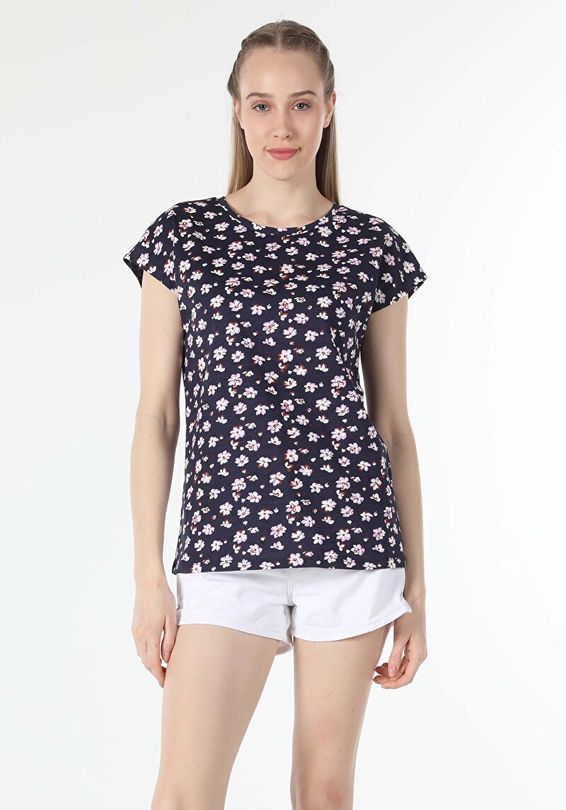 Afișați detalii pentru Tricou Cu Maneca Scurta De Dama Albastru Marin Regular Fit  Cl1058155