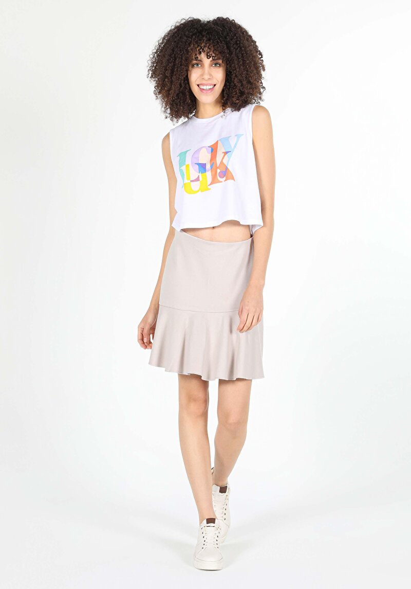 Imagine a Fustă Bej Pentru Femei Regular Fit