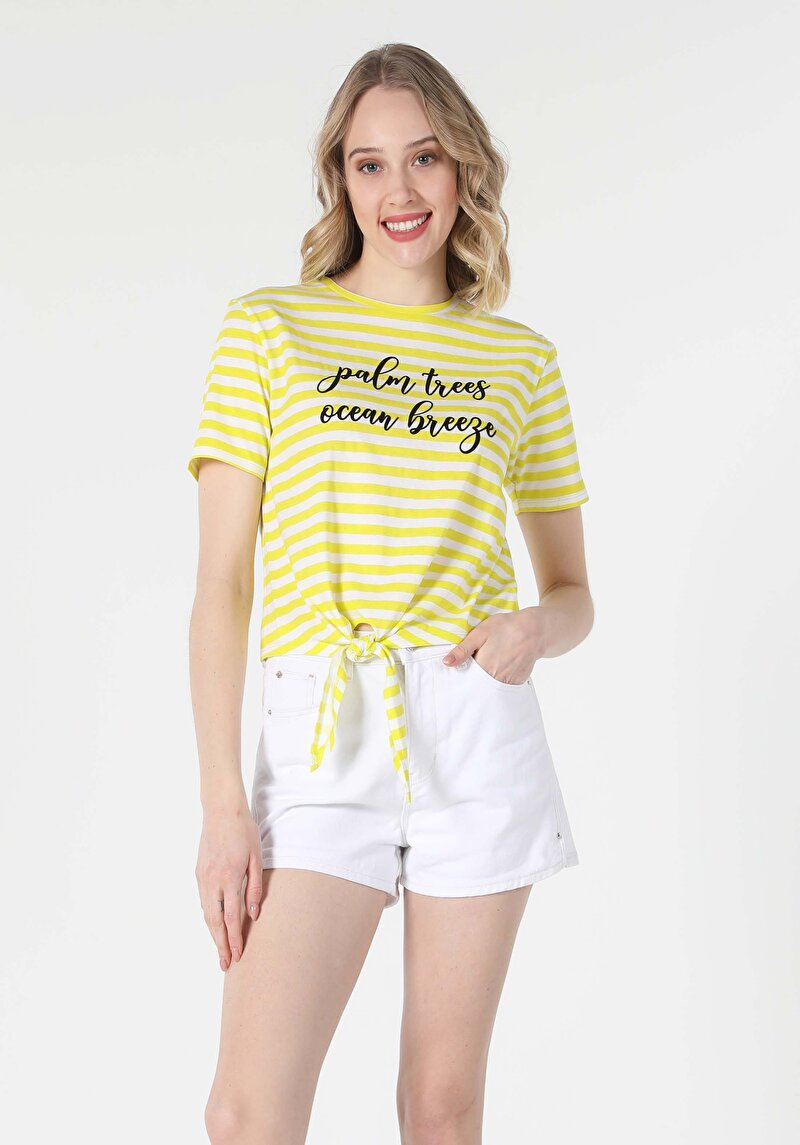 Afișați detalii pentru Tricou Cu Maneca Scurta De Dama Galben Regular Fit  Cl1058416