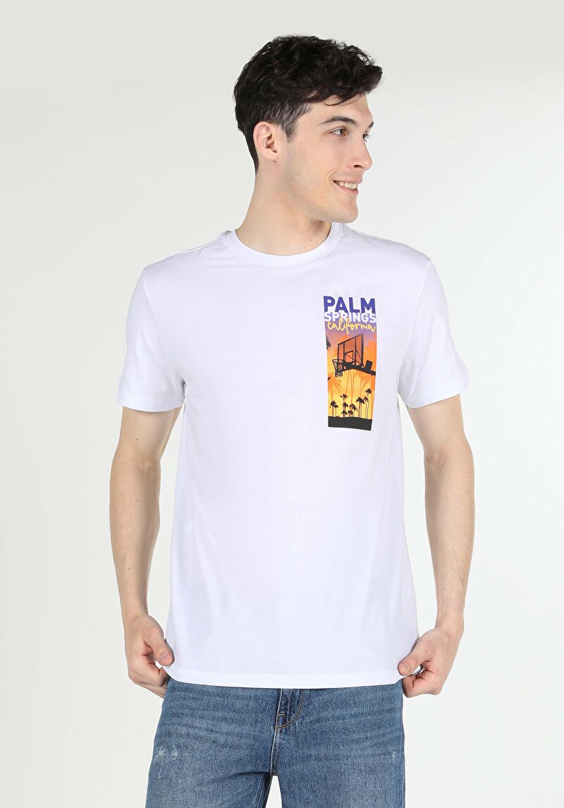 Imagine a Tricou Cu Maneca Scurta De Barbati Alb Comfort Fit  Cl1058662