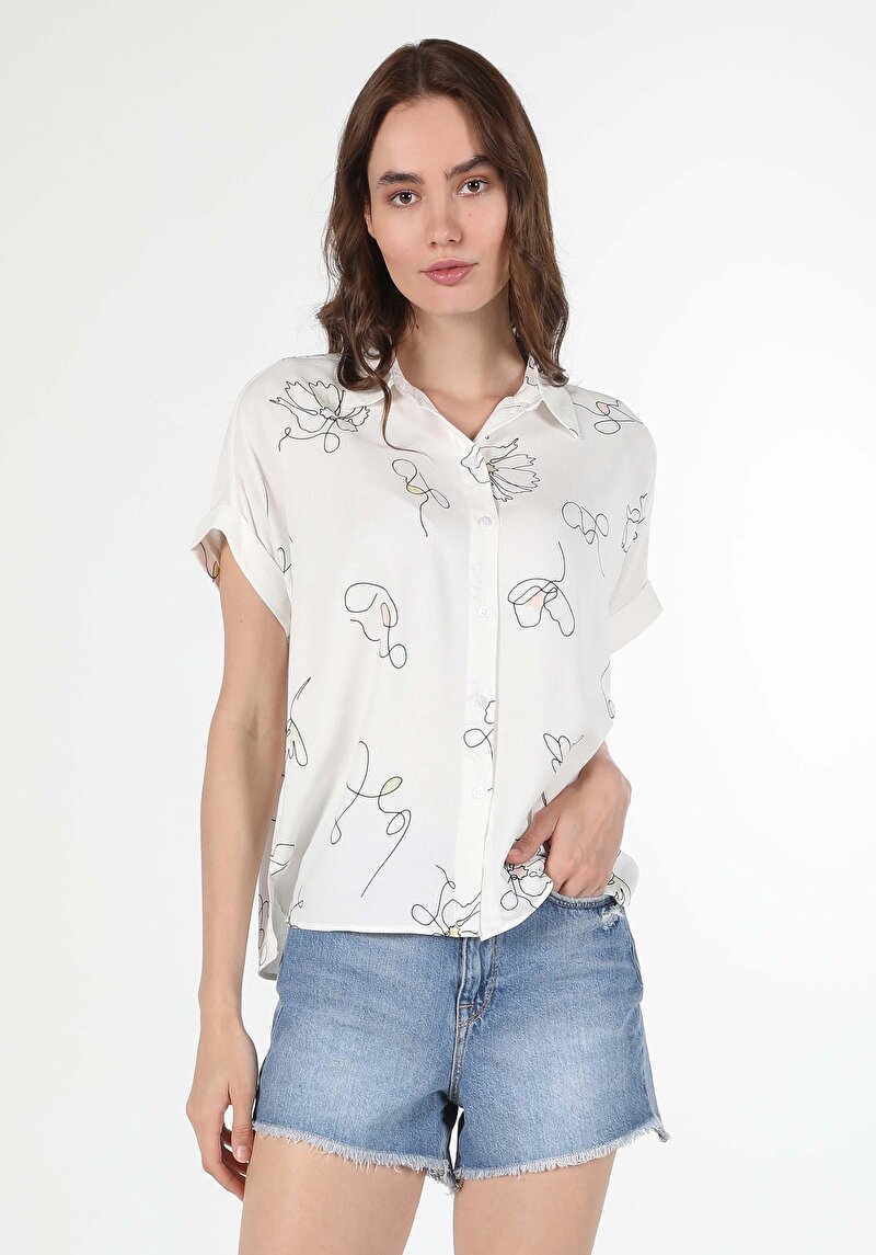 Imagine a Camasa Cu Maneca Scurta De Dama Alb Regular Fit  Cl1058768