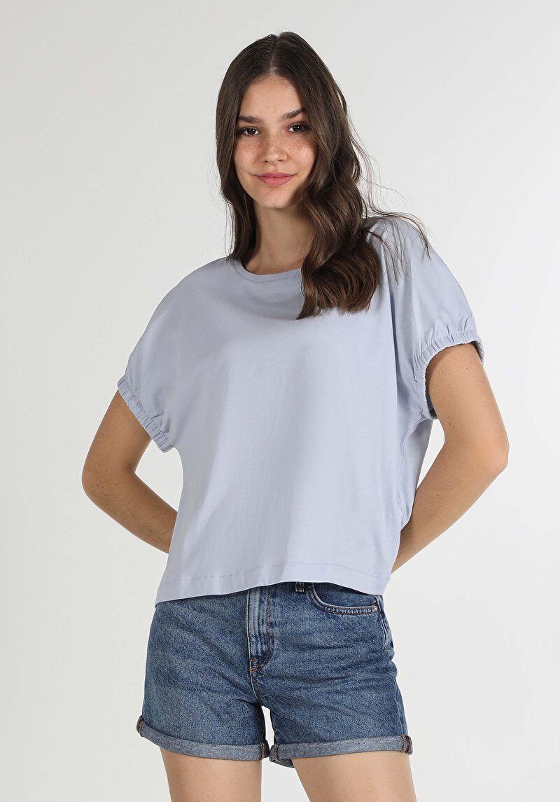 Imagine a Tricou Cu Maneca Scurta De Dama Albastru Regular Fit  Cl1058797