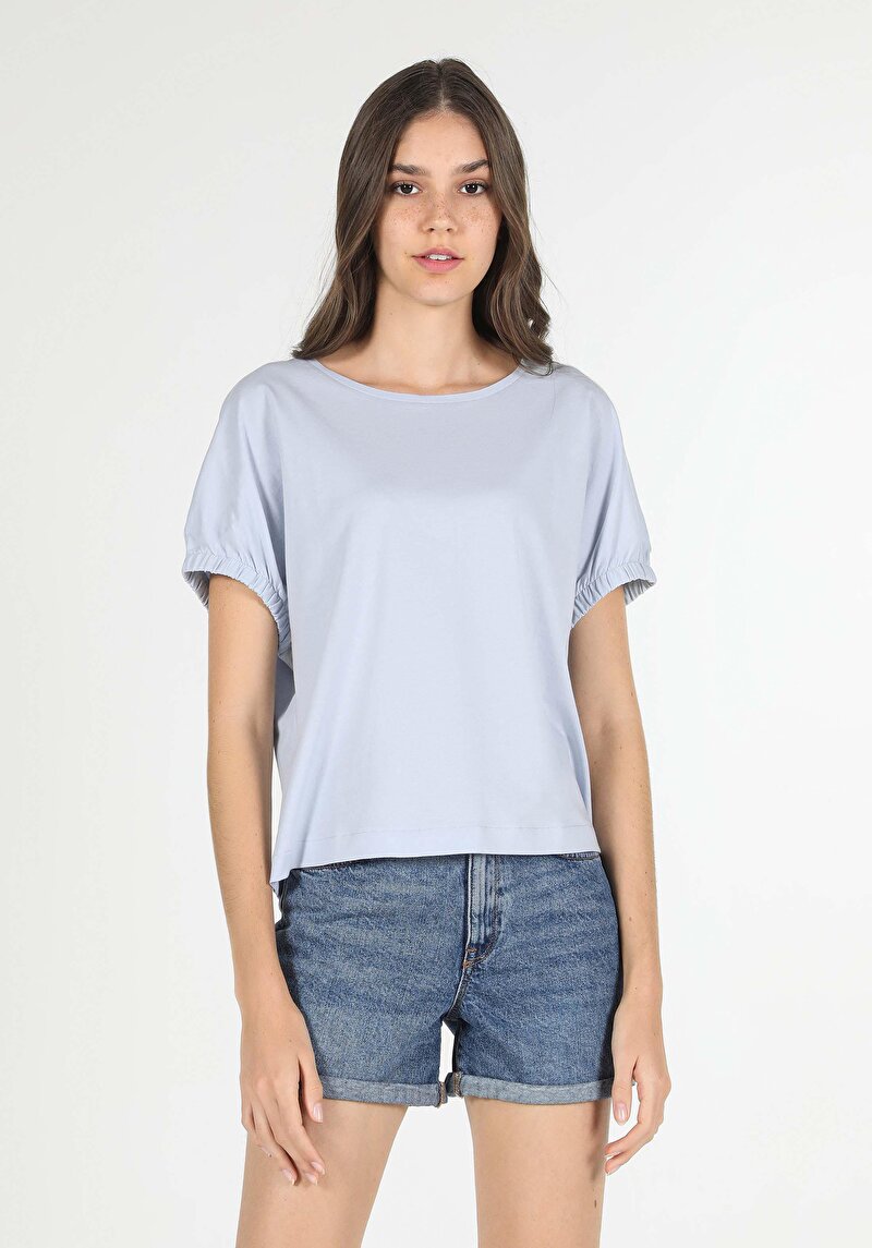 Afișați detalii pentru Tricou Cu Maneca Scurta De Dama Albastru Regular Fit  Cl1058797