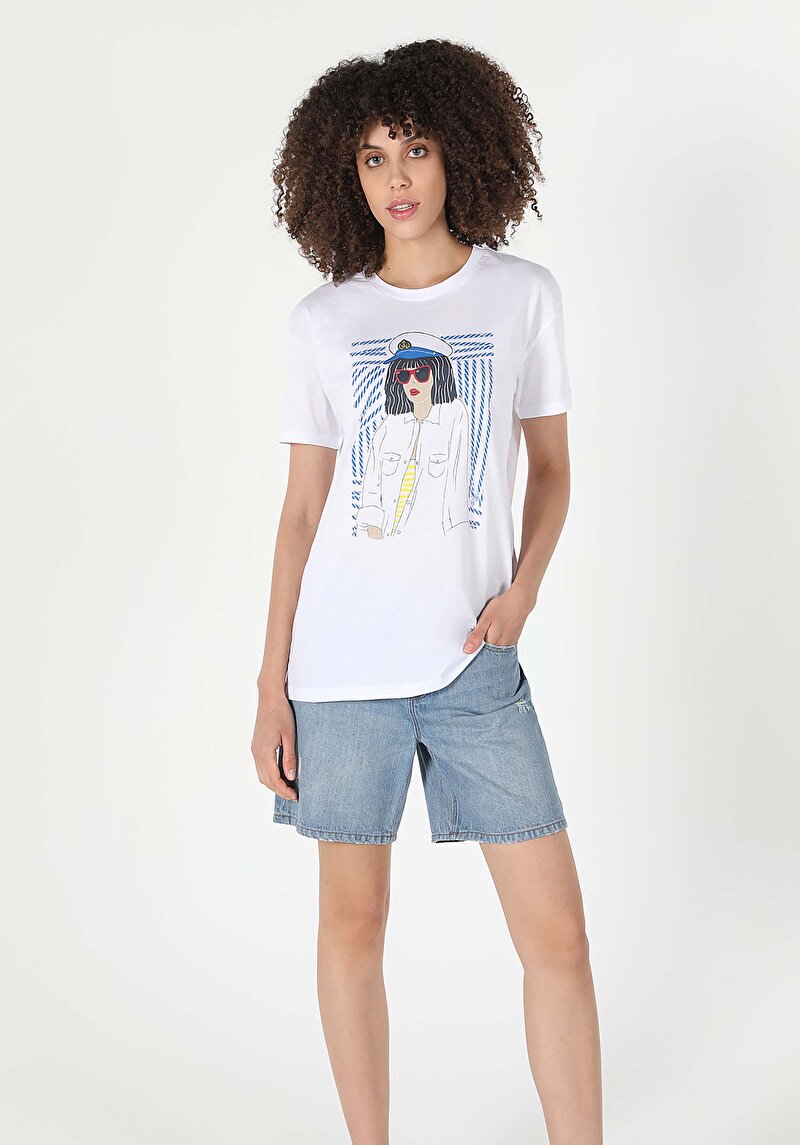 Afișați detalii pentru Tricou Cu Maneca Scurta De Dama Alb Comfort Fit  Cl1058917