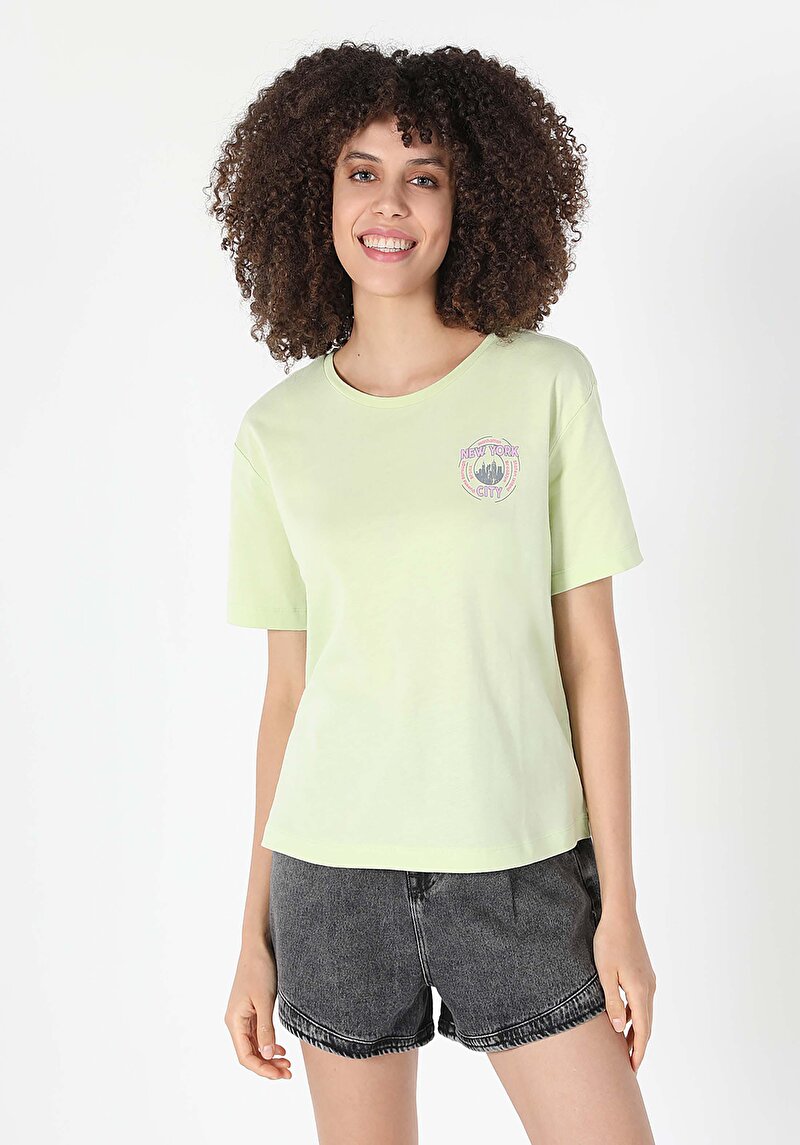 Afișați detalii pentru Tricou Cu Maneca Scurta De Dama Verde Regular Fit  Cl1058948