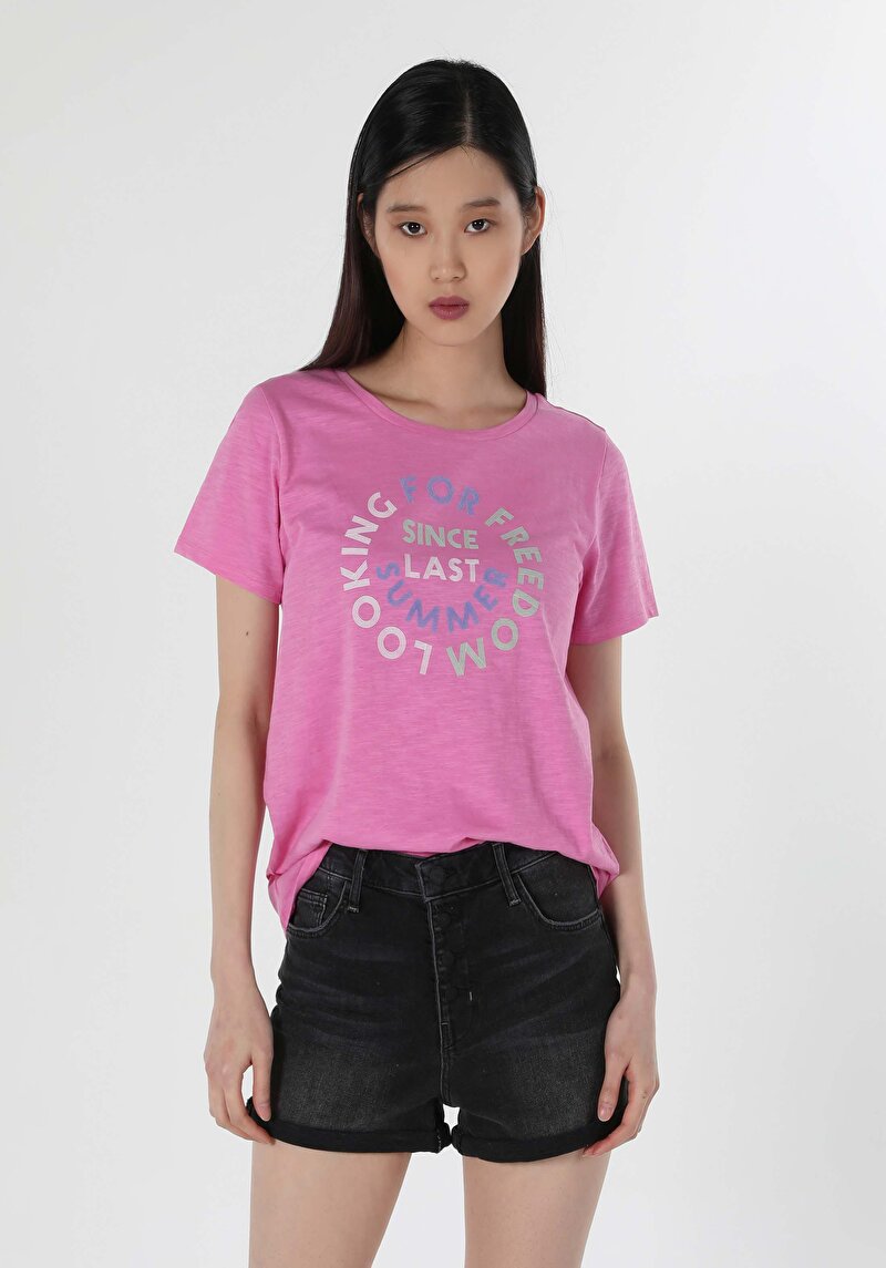 Afișați detalii pentru Tricou Cu Maneca Scurta De Dama Roz Regular Fit  Cl1059018