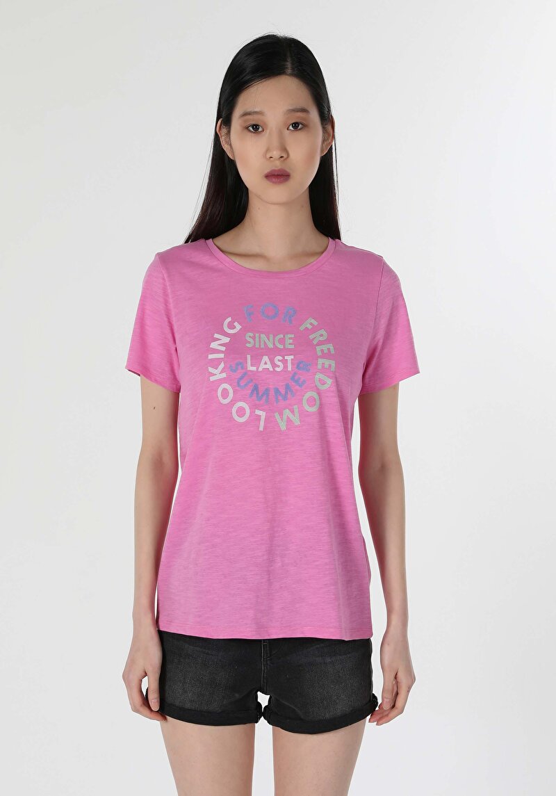 Afișați detalii pentru Tricou Cu Maneca Scurta De Dama Roz Regular Fit  Cl1059018