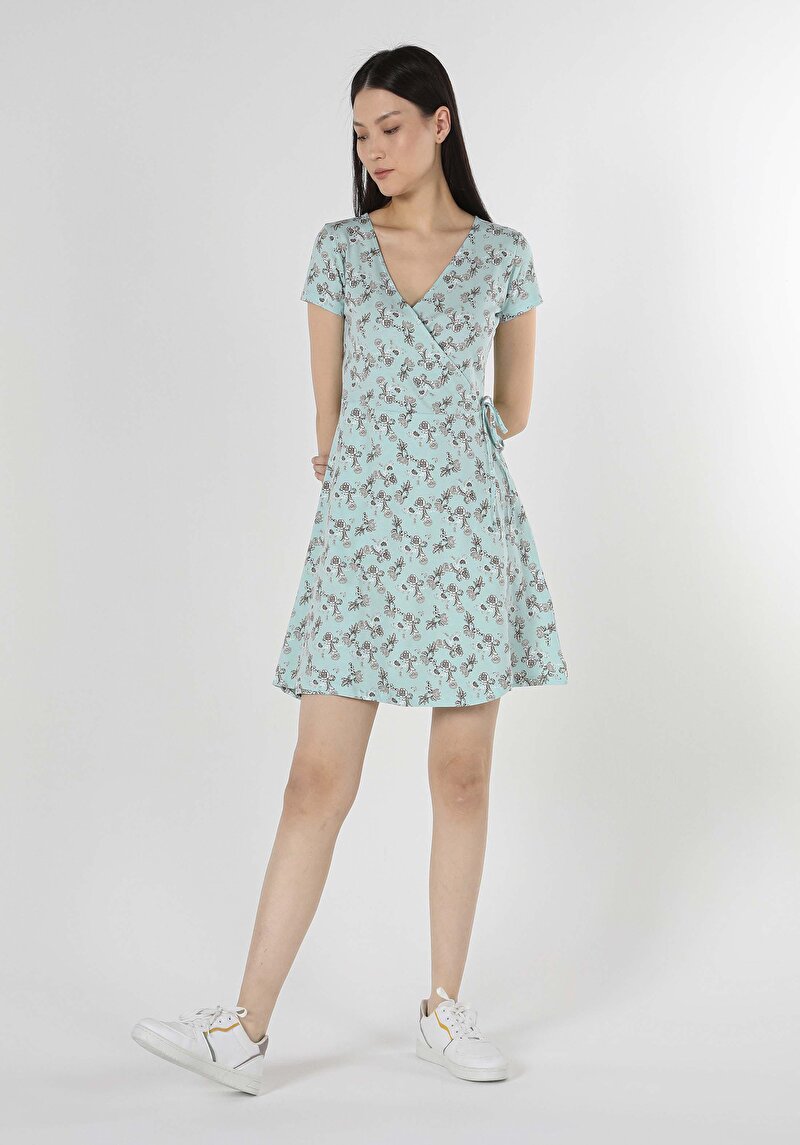 Imagine a Regular Fit Rochie Verde Cu Mânecă Scurtă Pentru Femei