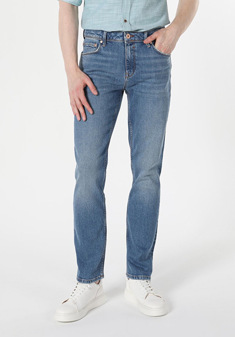 Imagine a Pantaloni De Barbati Albastru Regular Fit 045 David Cl1059237