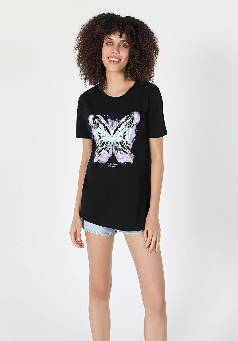 Imagine a Tricou Cu Maneca Scurta De Dama Negru Comfort Fit  Cl1059372