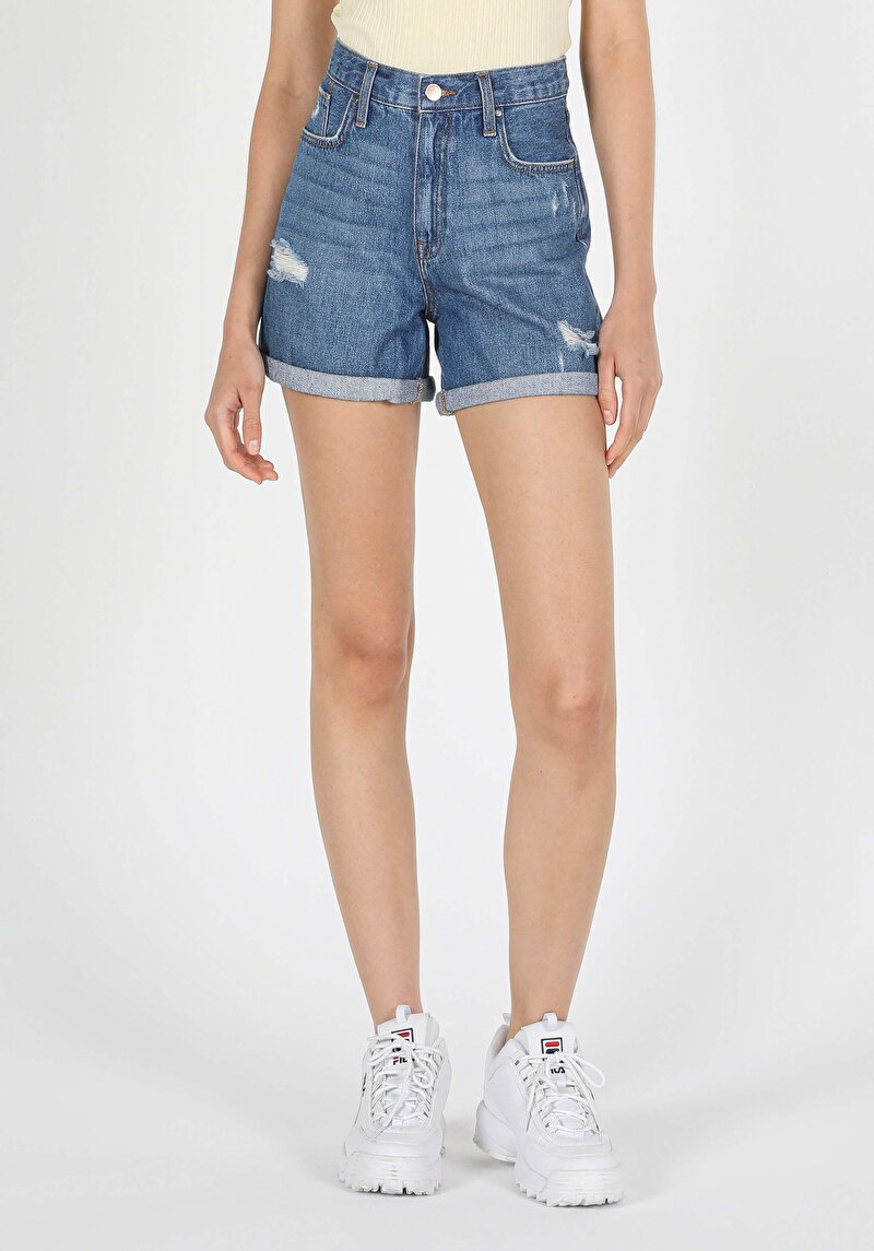Afișați detalii pentru Short / Pantaloni Scurti De Dama Denim Mom Fit  Cl1059492