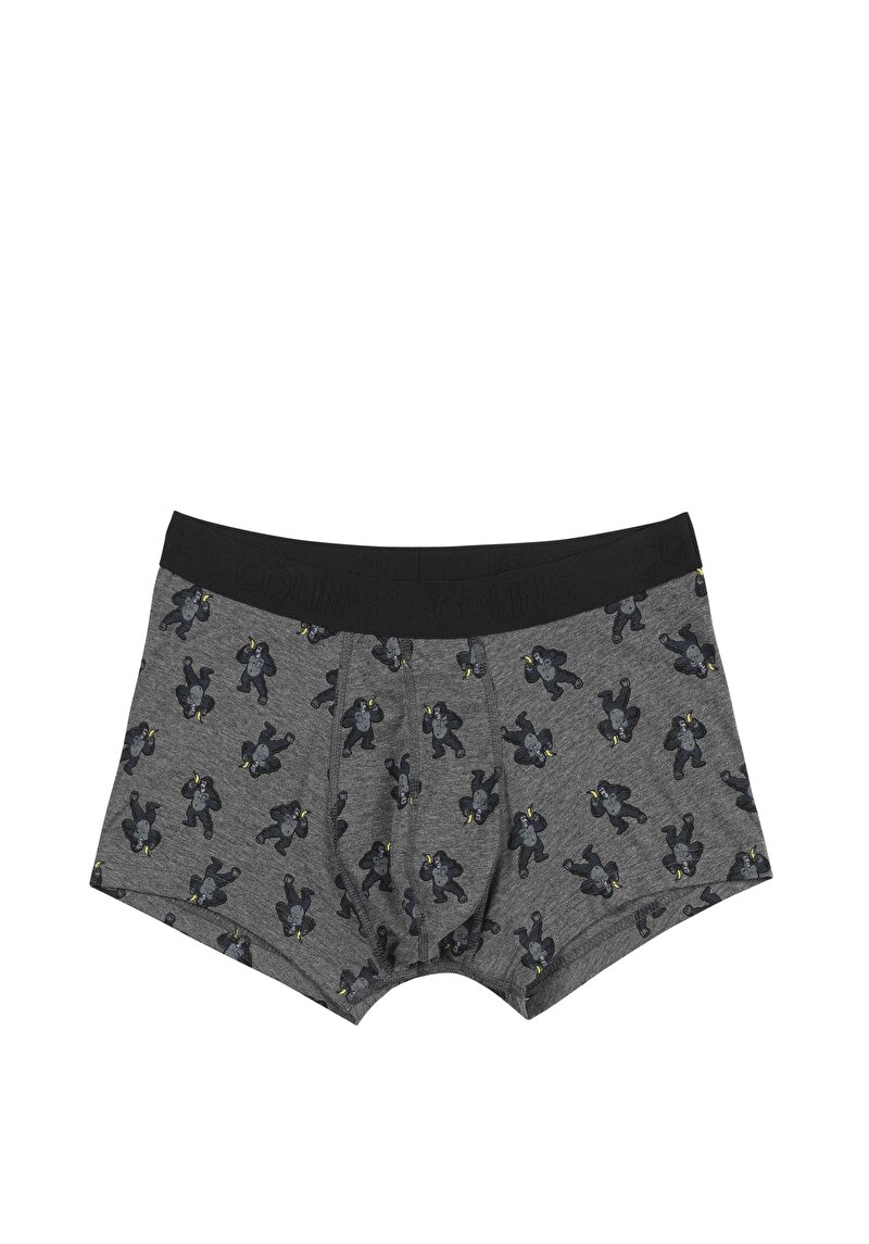 Imagine a Boxer Antracit Pentru Bărbați Cu İmprimeu Modern Fit