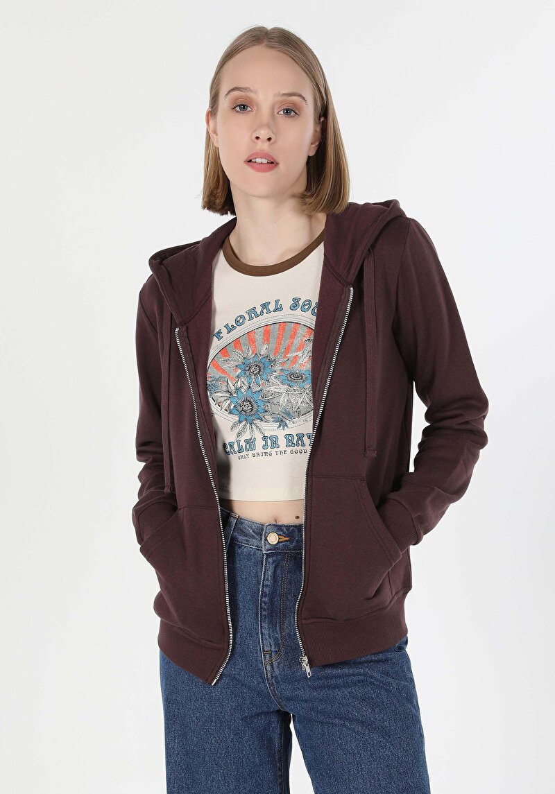 Imagine a Hanorac / Bluza De Dama Maro Regular Fit Cl1045199