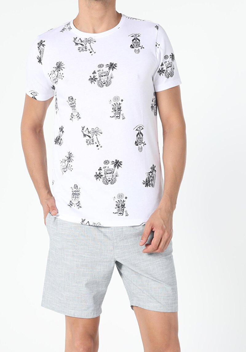 Imagine a Tricou Cu Maneca Scurta De Barbati Alb Regular Fit  Cl1054894