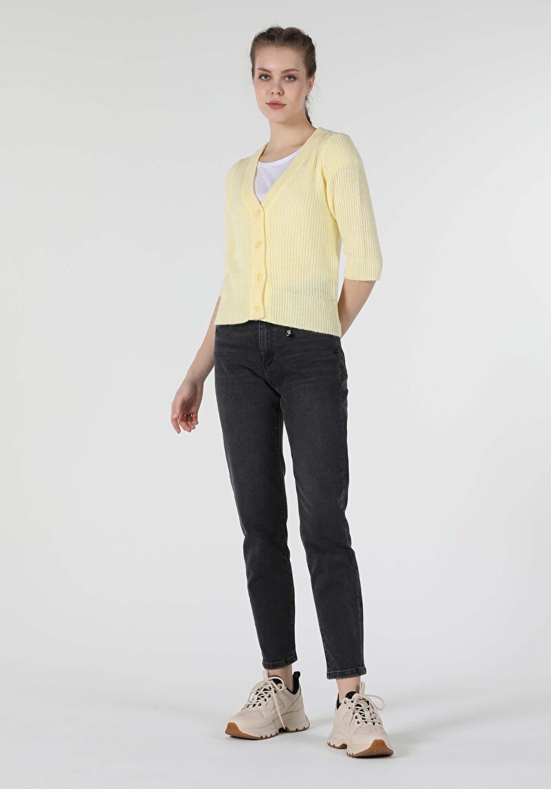 Imagine a Cardigan De Dama Galben Slim Fit Cl1057386
