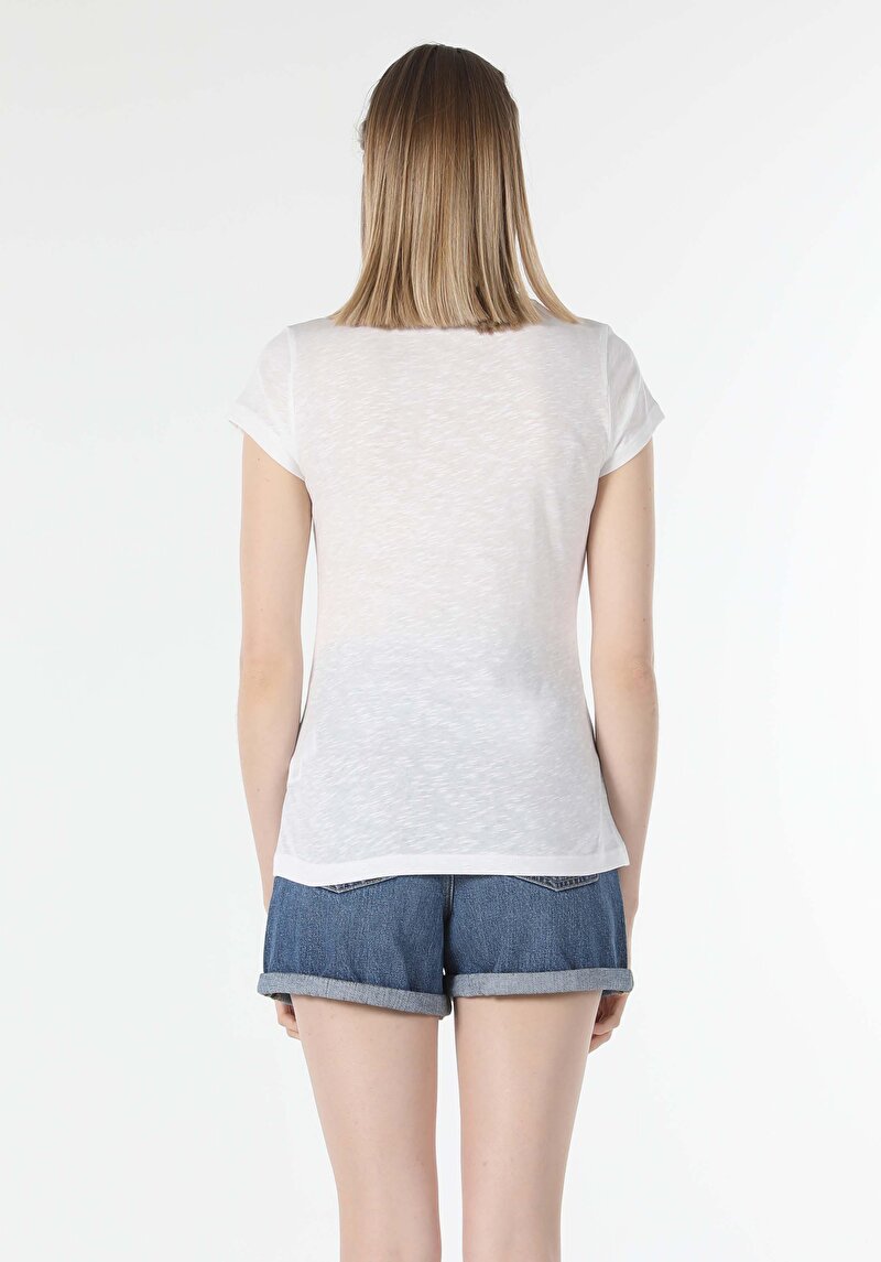 Afișați detalii pentru Tricou Cu Maneca Scurta De Dama Alb Slim Fit  Cl1057832