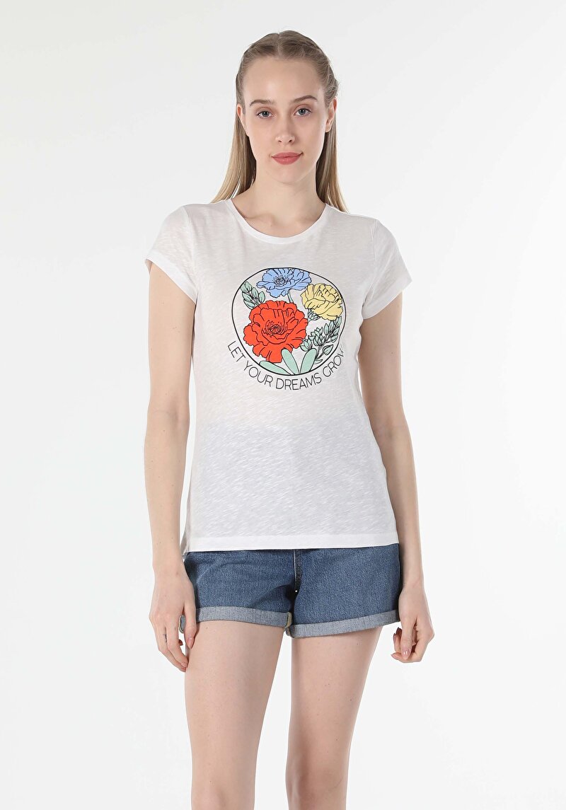 Afișați detalii pentru Tricou Cu Maneca Scurta De Dama Alb Slim Fit  Cl1057832