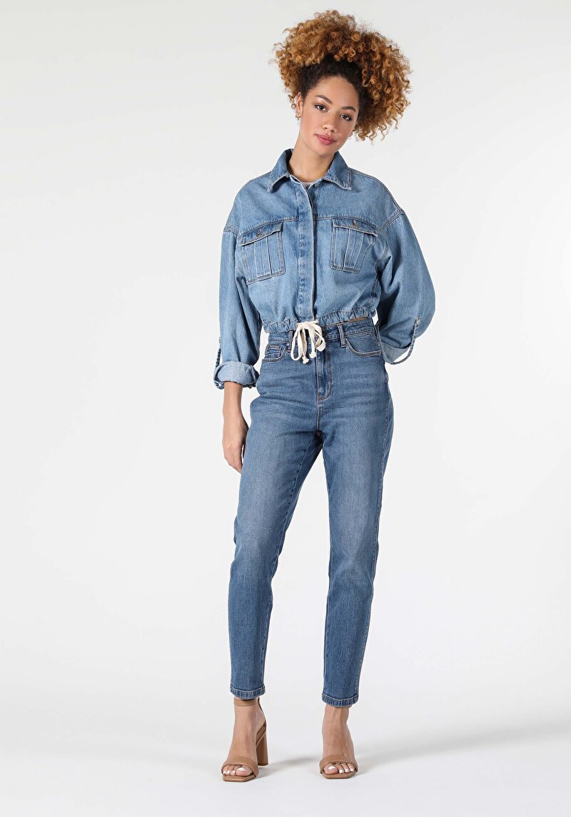 Imagine a Jacheta De Dama Albastru Oversize Fit Cl1058310