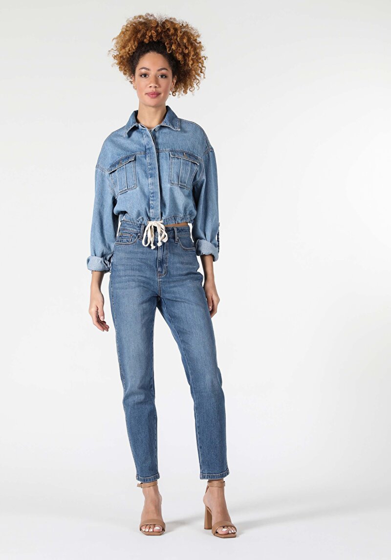 Imagine a Jacheta De Dama Albastru Oversize Fit Cl1058310