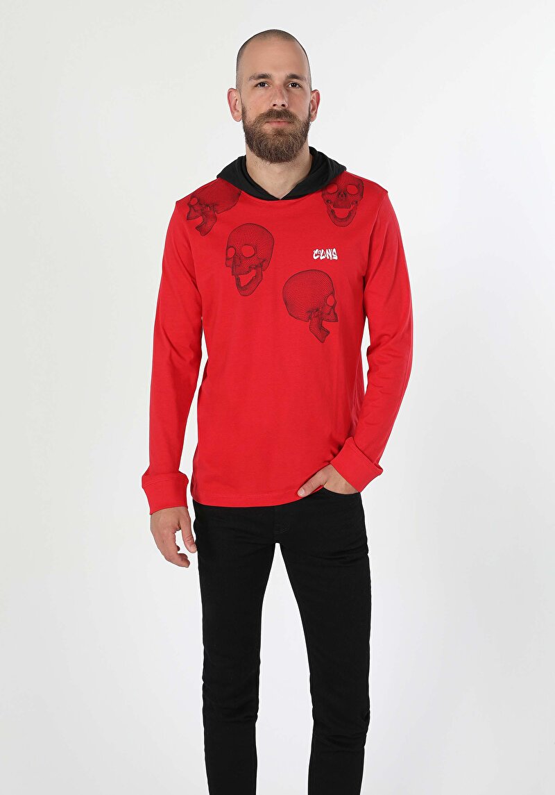 Afișați detalii pentru Tricou Cu Maneca Lunga De Barbati Roşu Regular Fit  Cl1060476