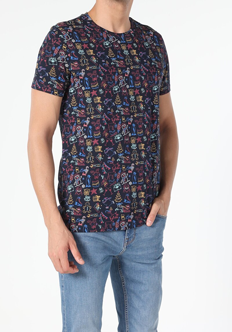 Imagine a Tricou Cu Maneca Scurta De Barbati Albastru Marin Regular Fit  Cl1056534