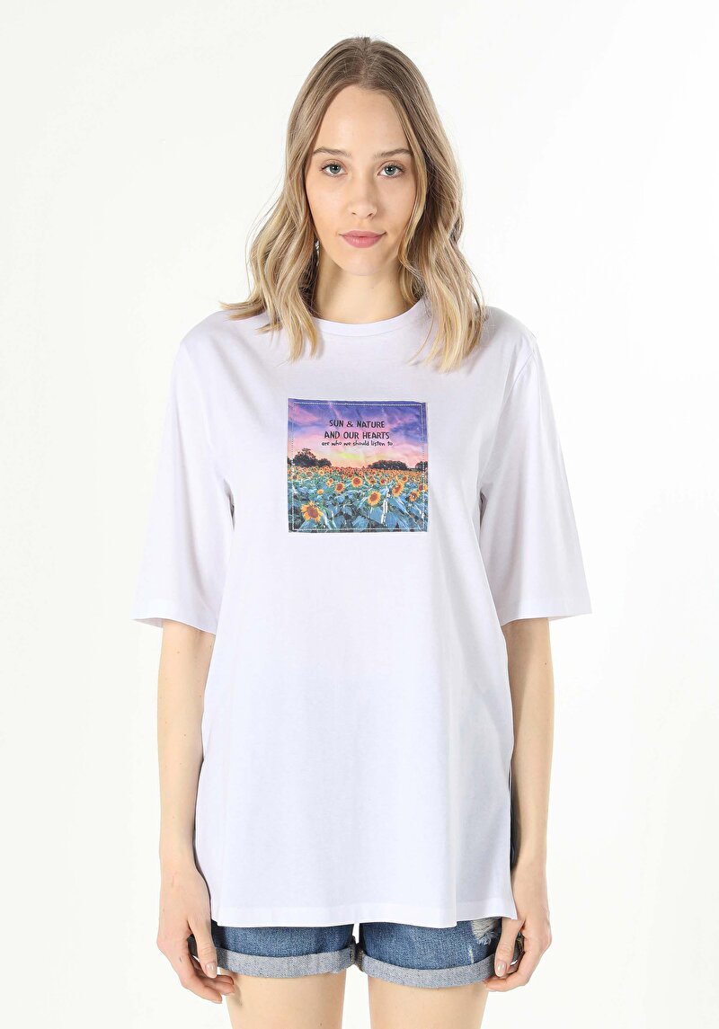 Afișați detalii pentru Tricou Cu Maneca Scurta De Dama Alb Regular Fit  Cl1059005