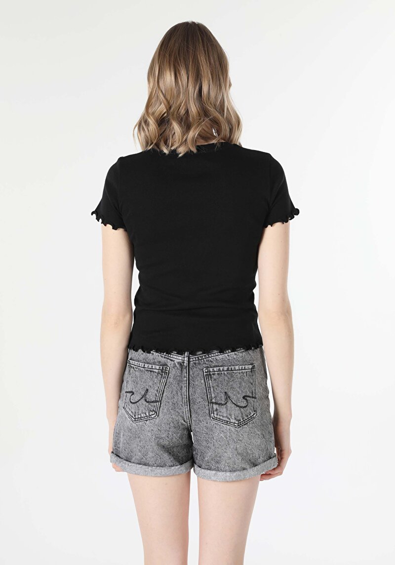 Afișați detalii pentru Tricou Cu Maneca Scurta De Dama Negru Slim Fit  Cl1059299