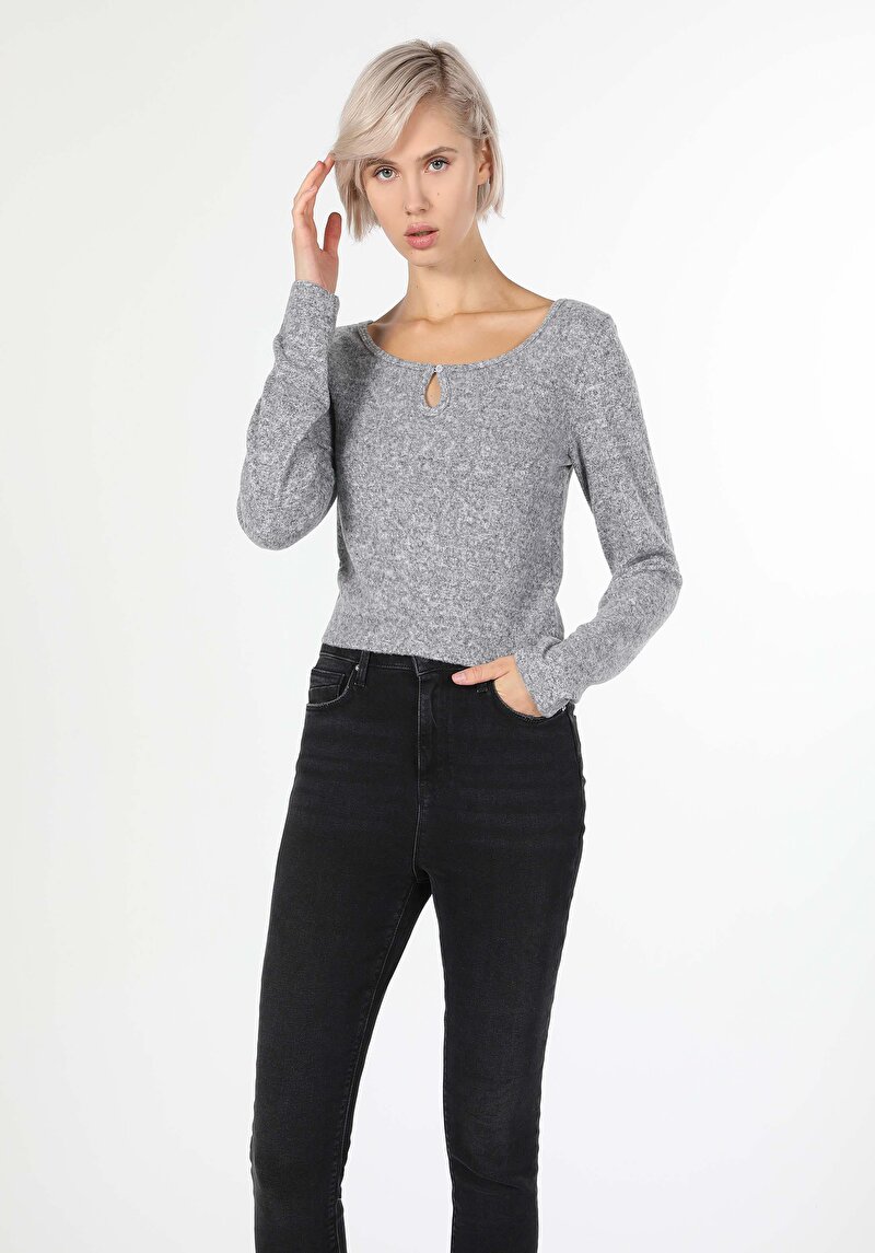 Afișați detalii pentru Tricou Cu Maneca Lunga De Dama Gri   Cl1059797