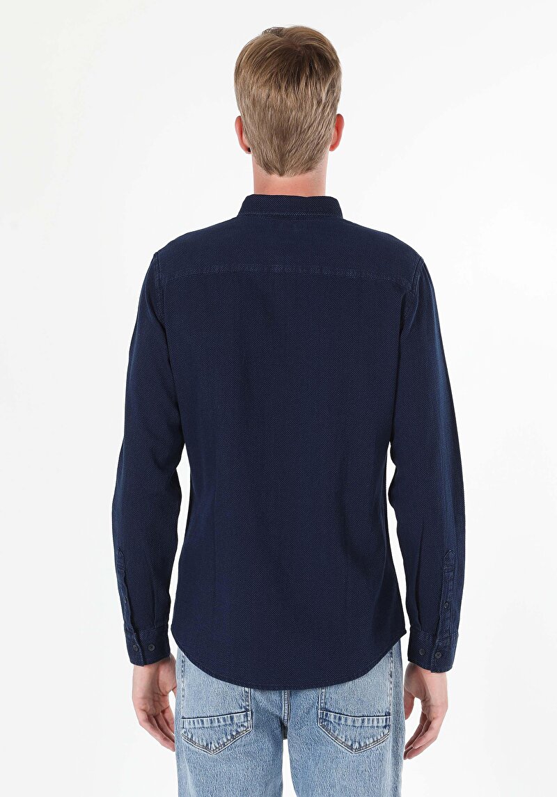 Afișați detalii pentru Camasa Cu Maneca Lunga De Barbati Albastru Slim Fit  Cl1061346