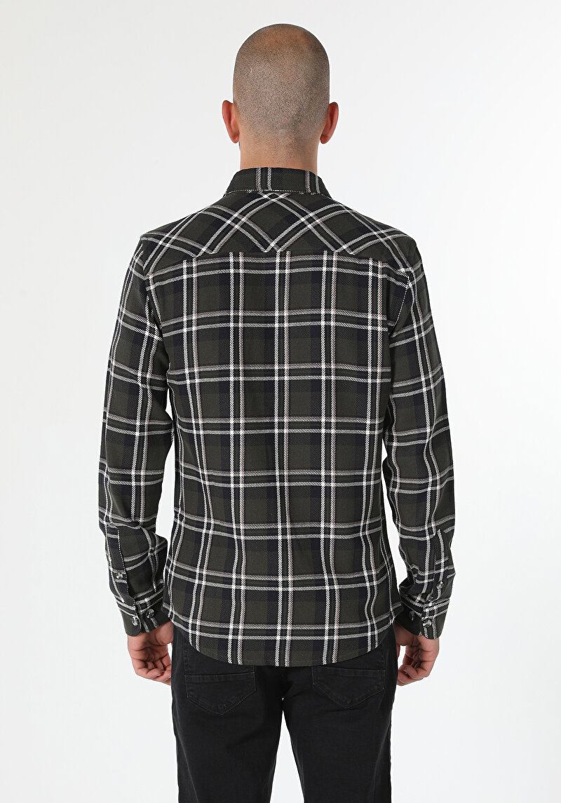 Imagine a Camasa Cu Maneca Lunga De Barbati Kaki Slim Fit Cl1061367