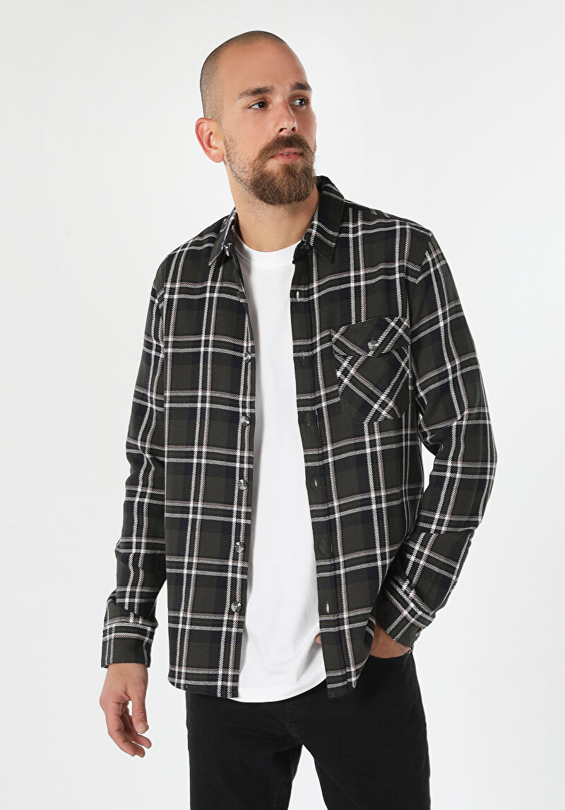 Afișați detalii pentru Camasa Cu Maneca Lunga De Barbati Kaki Slim Fit  Cl1061367