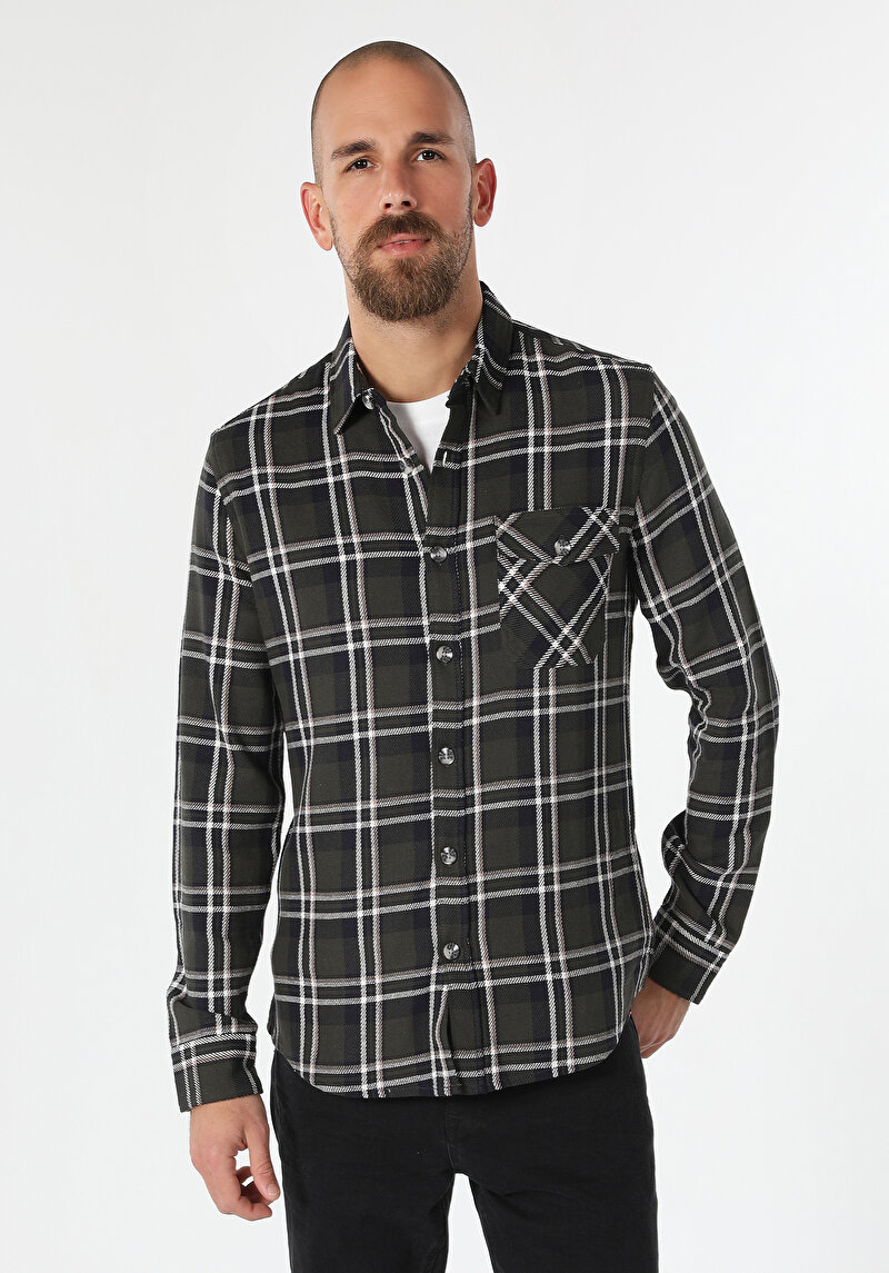 Afișați detalii pentru Camasa Cu Maneca Lunga De Barbati Kaki Slim Fit  Cl1061367