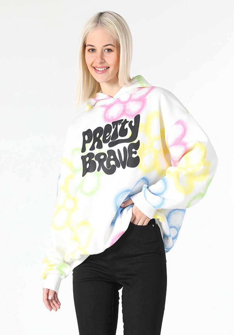 Imagine a Hanorac / Bluza De Dama Alb Comfort Fit Cl1062267