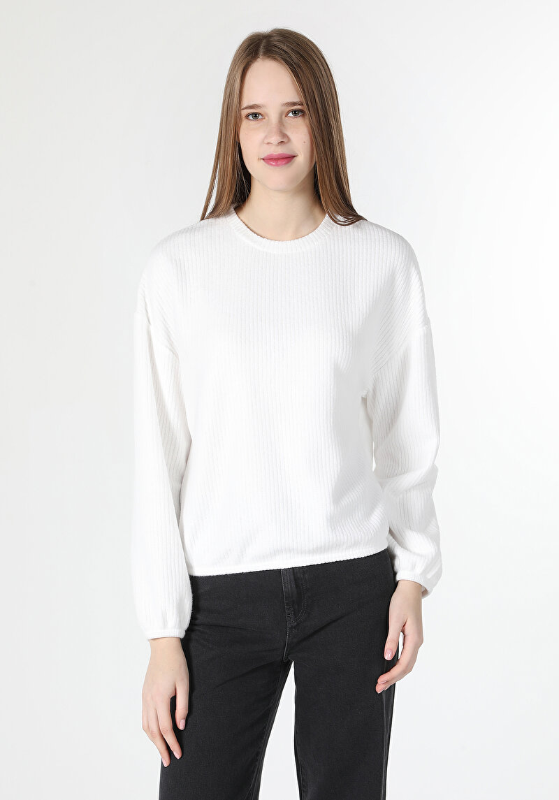 Afișați detalii pentru Tricou Cu Maneca Lunga De Dama Alb Regular Fit  Cl1062864