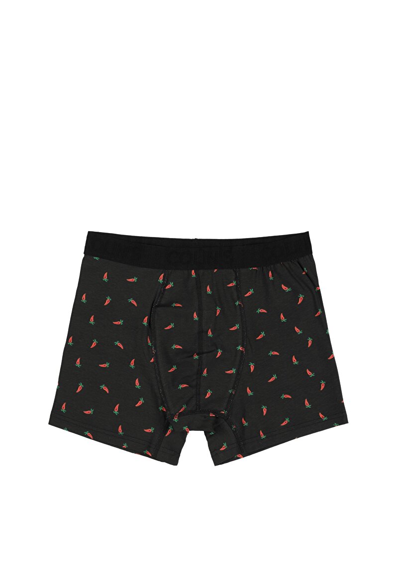 Imagine a Boxer Negru Pentru Bărbați Cu İmprimeu Modern Fit