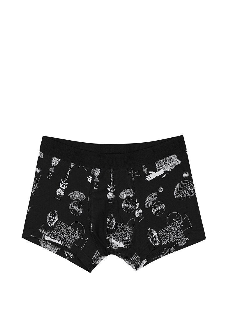 Imagine a Boxer Negru Pentru Bărbați Cu İmprimeu Modern Fit