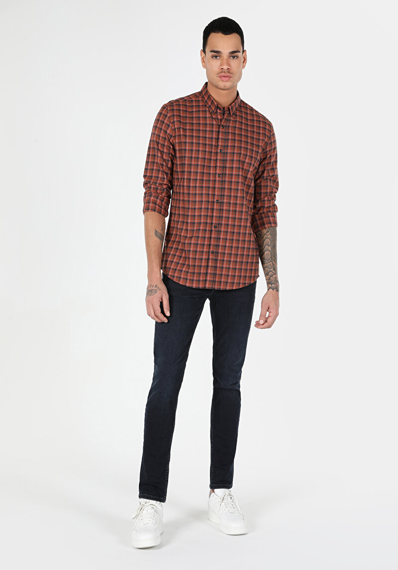Imagine a Camasa Cu Maneca Lunga De Barbati Maro Slim Fit  Cl1061022