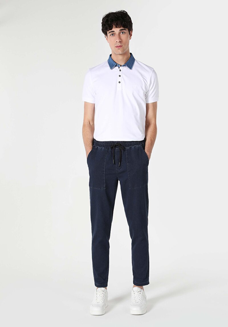 Imagine a Pantaloni De Barbati Albastru Marin Slim Fit Cl1062431