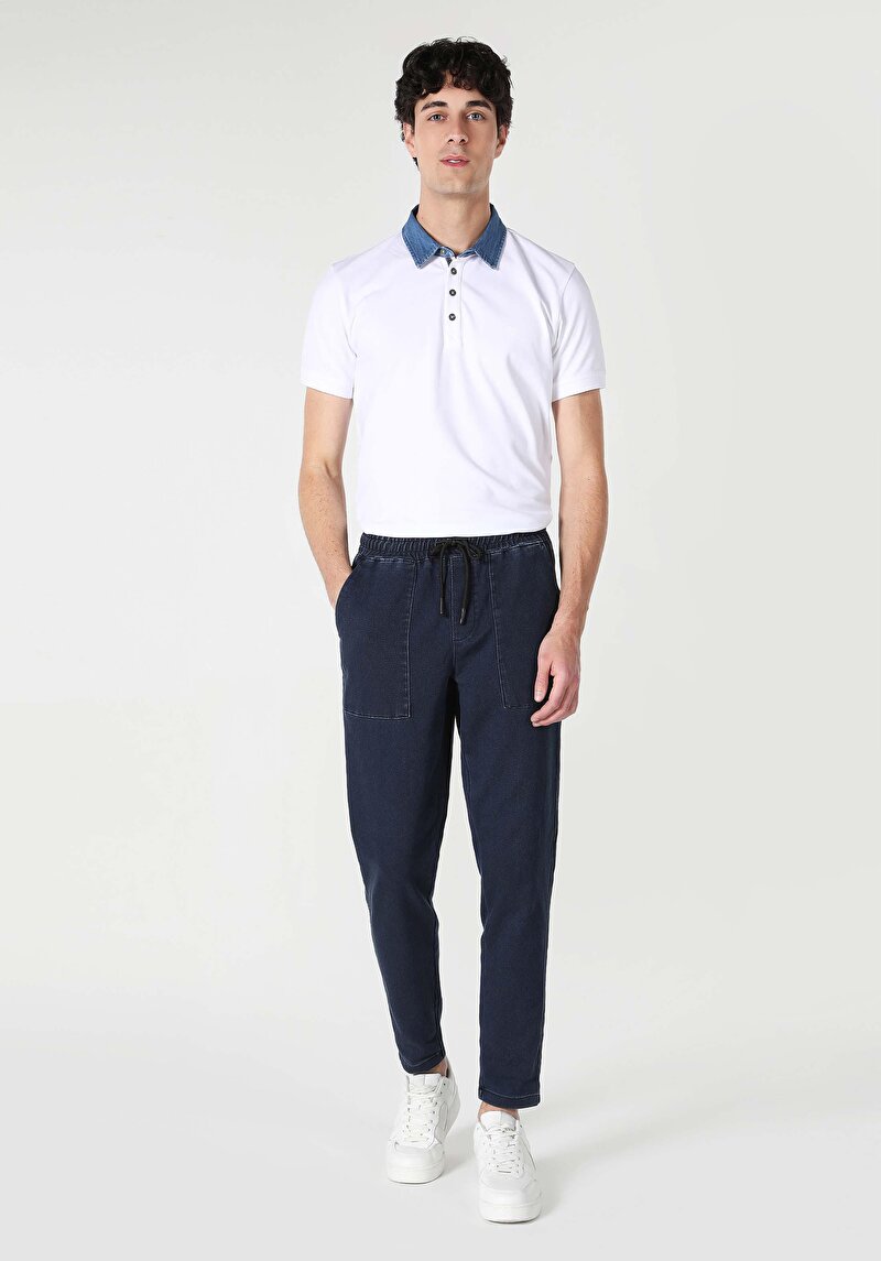 Afișați detalii pentru Pantaloni De Barbati Albastru Marin Slim Fit  Cl1062431