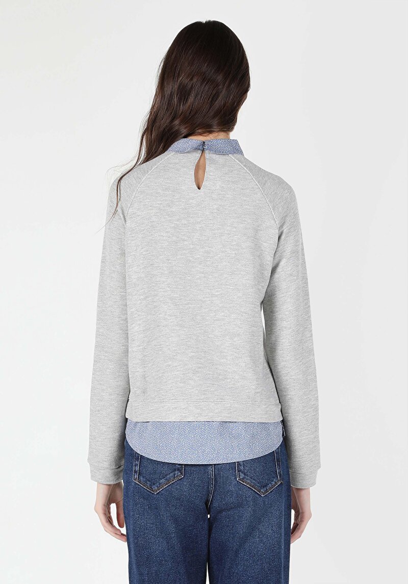 Afișați detalii pentru Tricou Cu Maneca Lunga De Dama Gri Regular Fit  Cl1062249