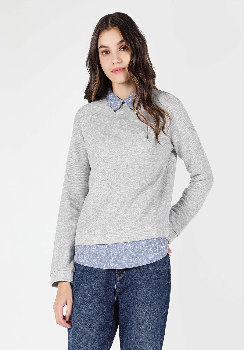 Afișați detalii pentru Tricou Cu Maneca Lunga De Dama Gri Regular Fit  Cl1062249