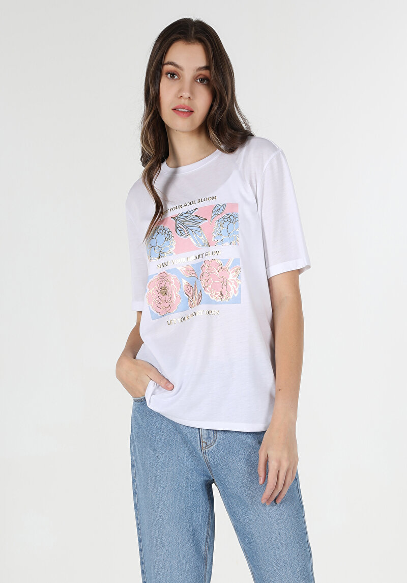 Imagine a Tricou Cu Maneca Scurta De Dama Alb Regular Fit  Cl1063246
