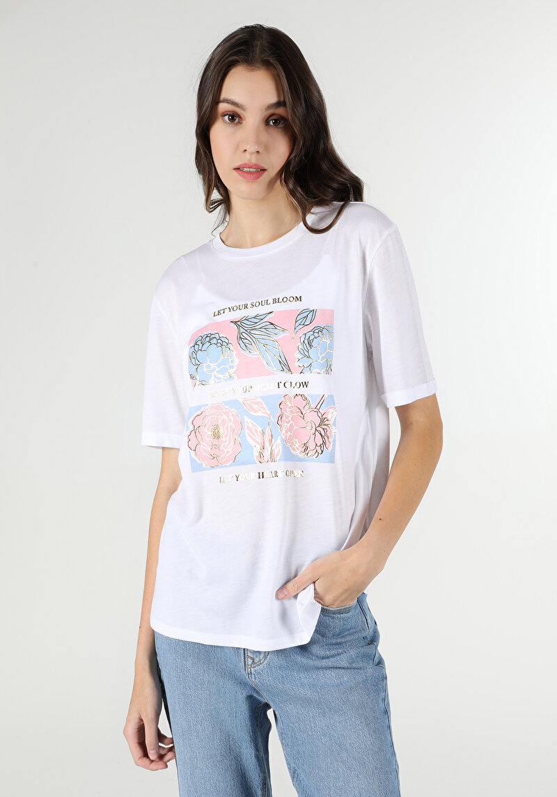 Afișați detalii pentru Tricou Cu Maneca Scurta De Dama Alb Regular Fit  Cl1063246