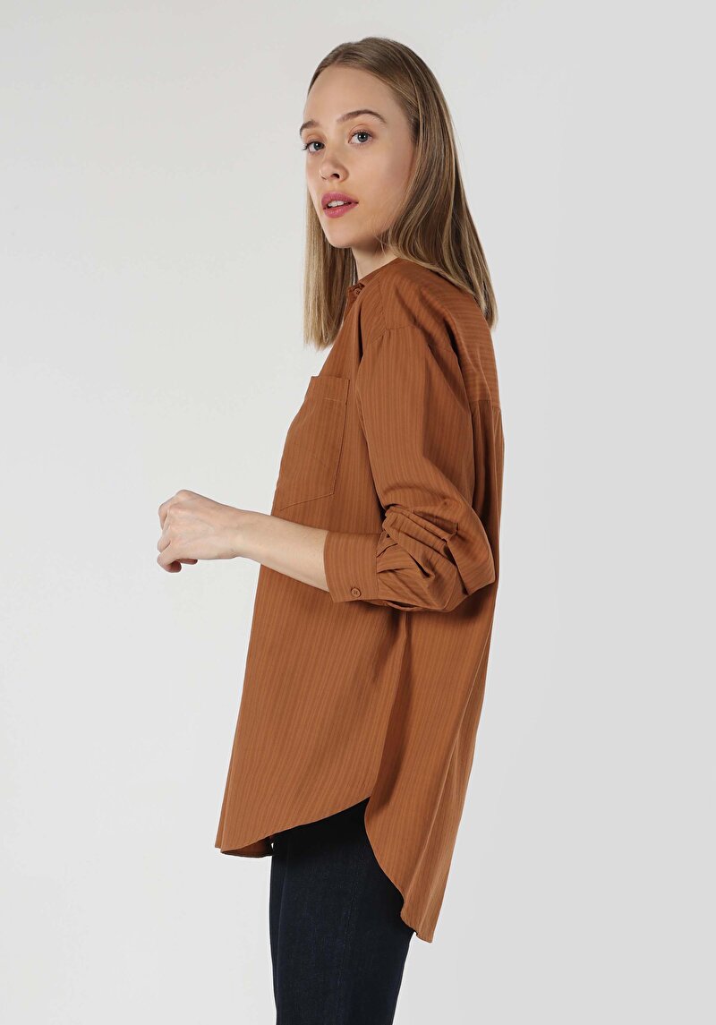 Imagine a Camasa Cu Maneca Lunga De Dama Portocaliu Relaxed Fit  Cl1063168