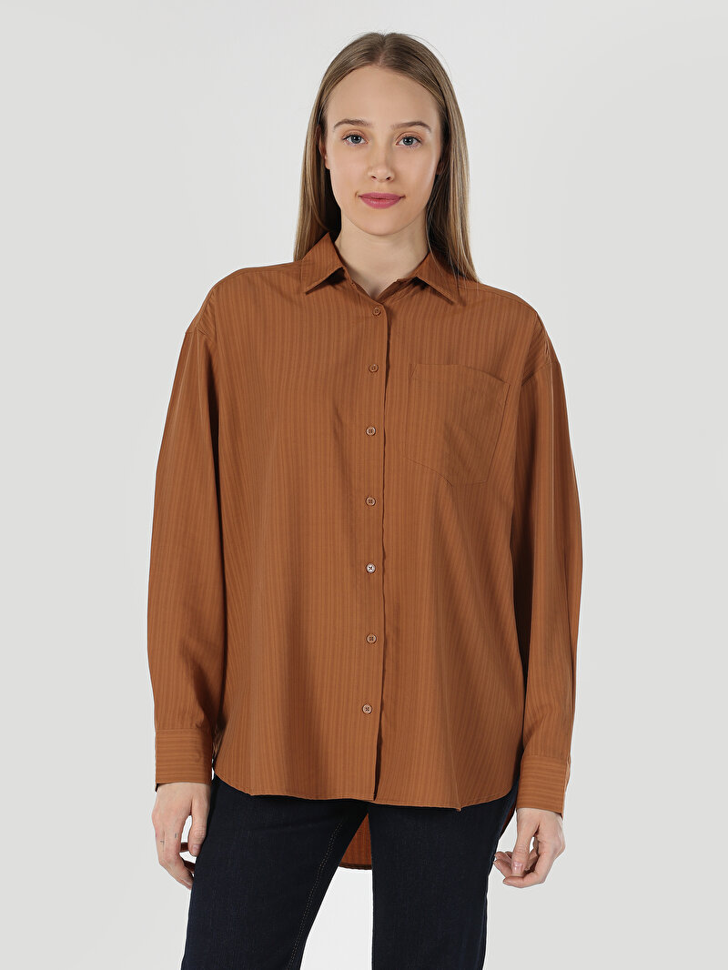 Afișați detalii pentru Camasa Cu Maneca Lunga De Dama Portocaliu Relaxed Fit  Cl1063168