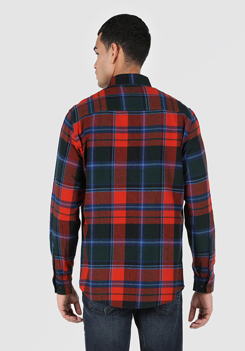 Afișați detalii pentru Cămașă Cu Gât În Carouri Cămașă Portocalie Cu Mânecă Lungă Pentru Bărbați