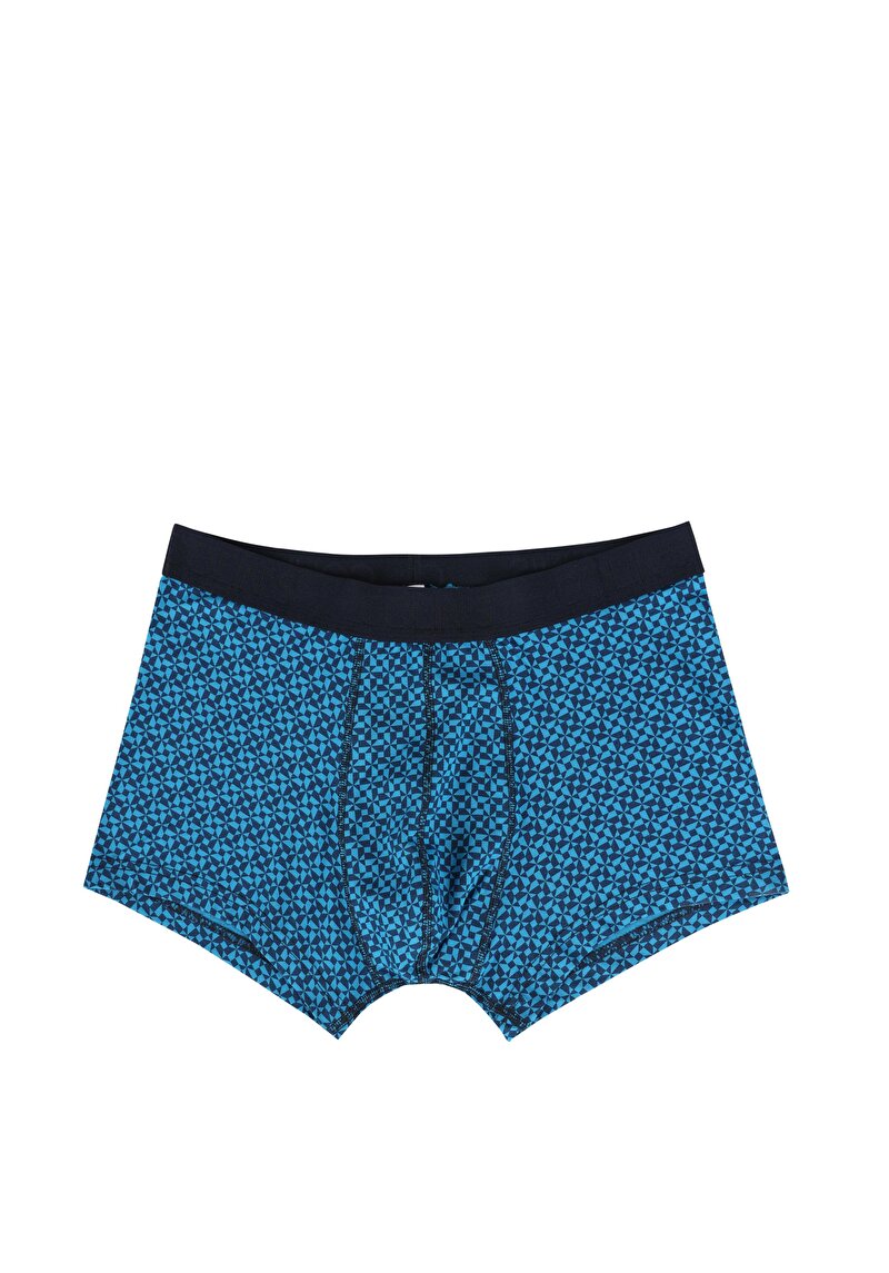 Imagine a Boxer Albastru Pentru Bărbați Cu İmprimeu Modern Fit