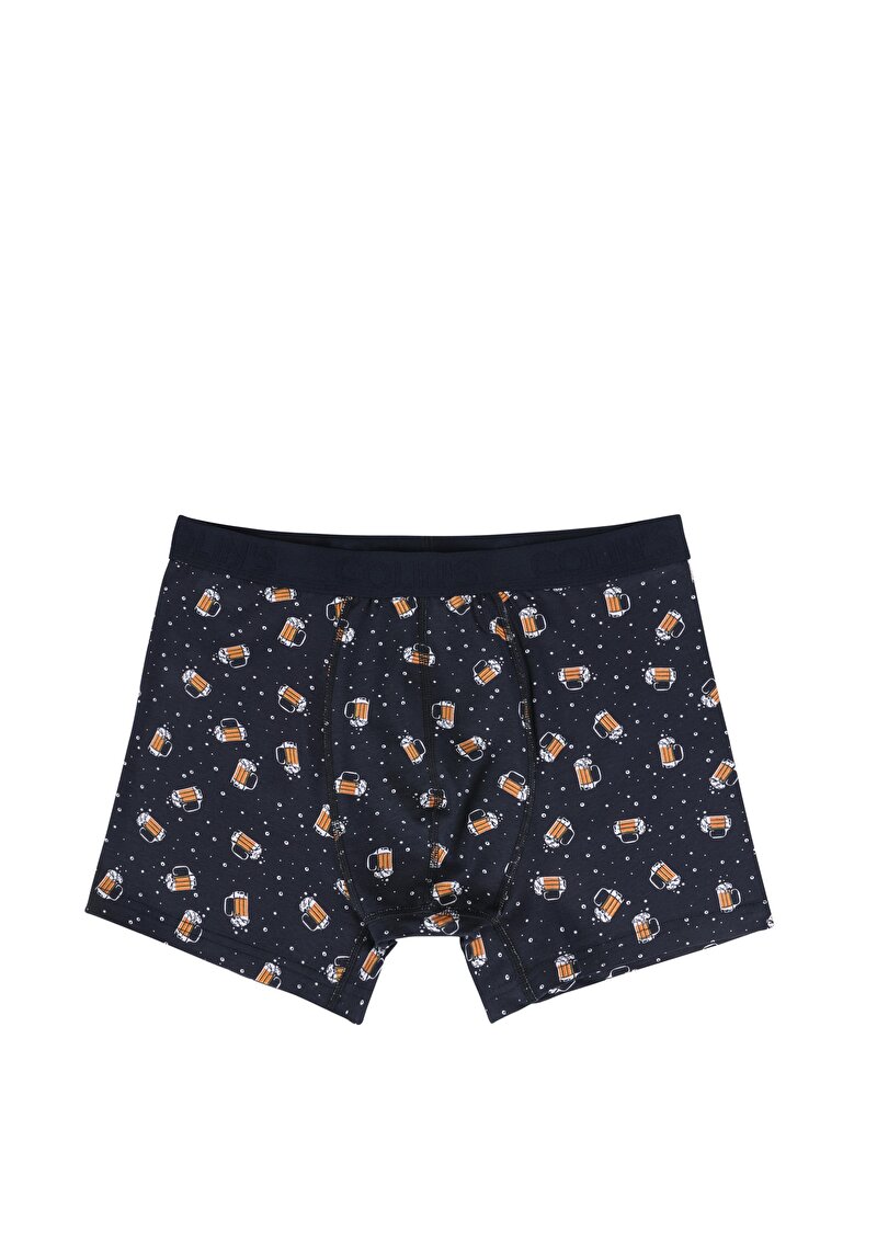 Imagine a Modern Fit Imprimat Boxer Bleumarin Pentru Bărbați